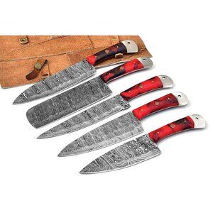Kitchen Knife Set with Red Rose Handle – Premium Stainless Steel Blades NEW
